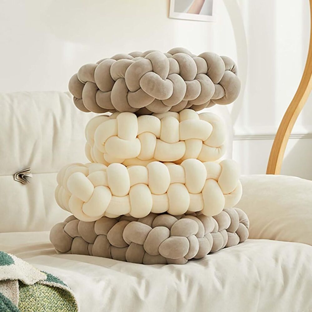 2 Pcs Knot Pillow Soft Throw Pillow Home Decoration Cushion Square Office Knotted Plush Throw Cushion for Living Room Bedroom Sofa Couch Living Room Decor, 12'' X 12''