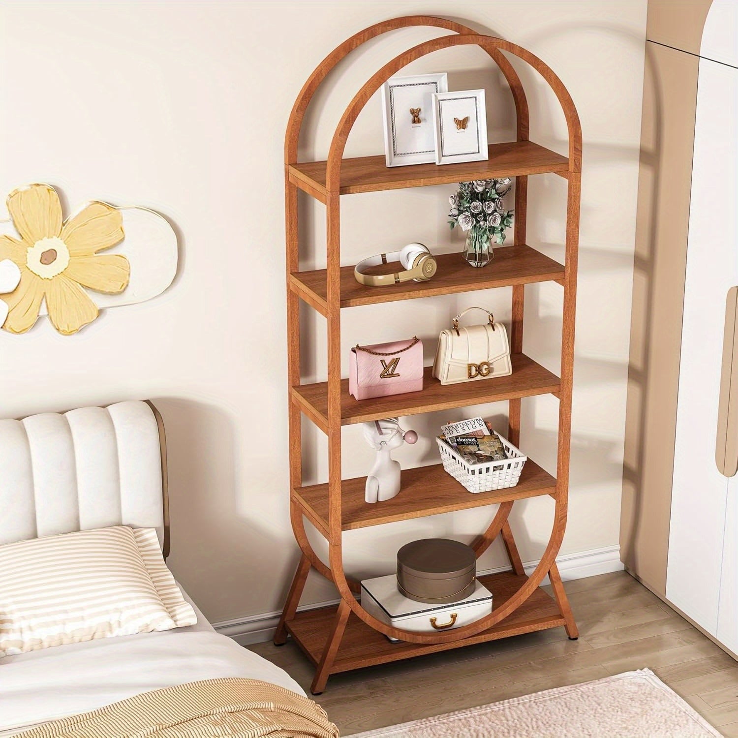 5-Tier Arched Bookcase - 70.8\
