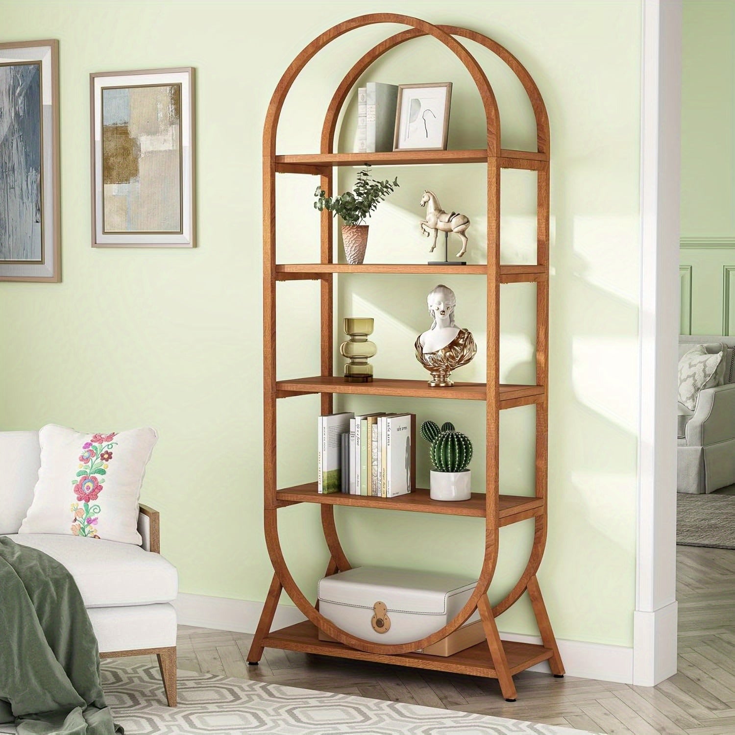 5-Tier Arched Bookcase - 70.8\