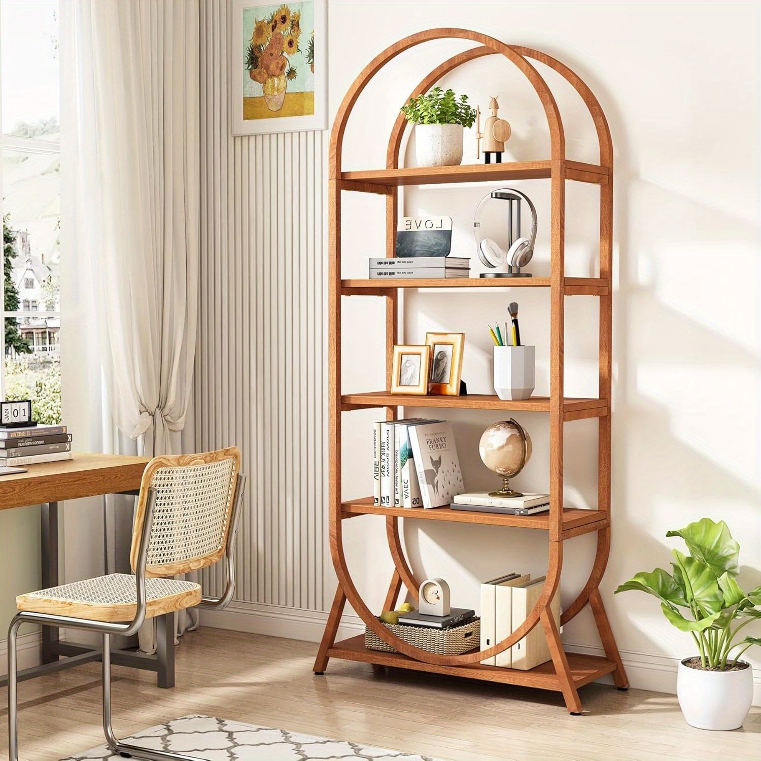 5-Tier Arched Bookcase - 70.8\