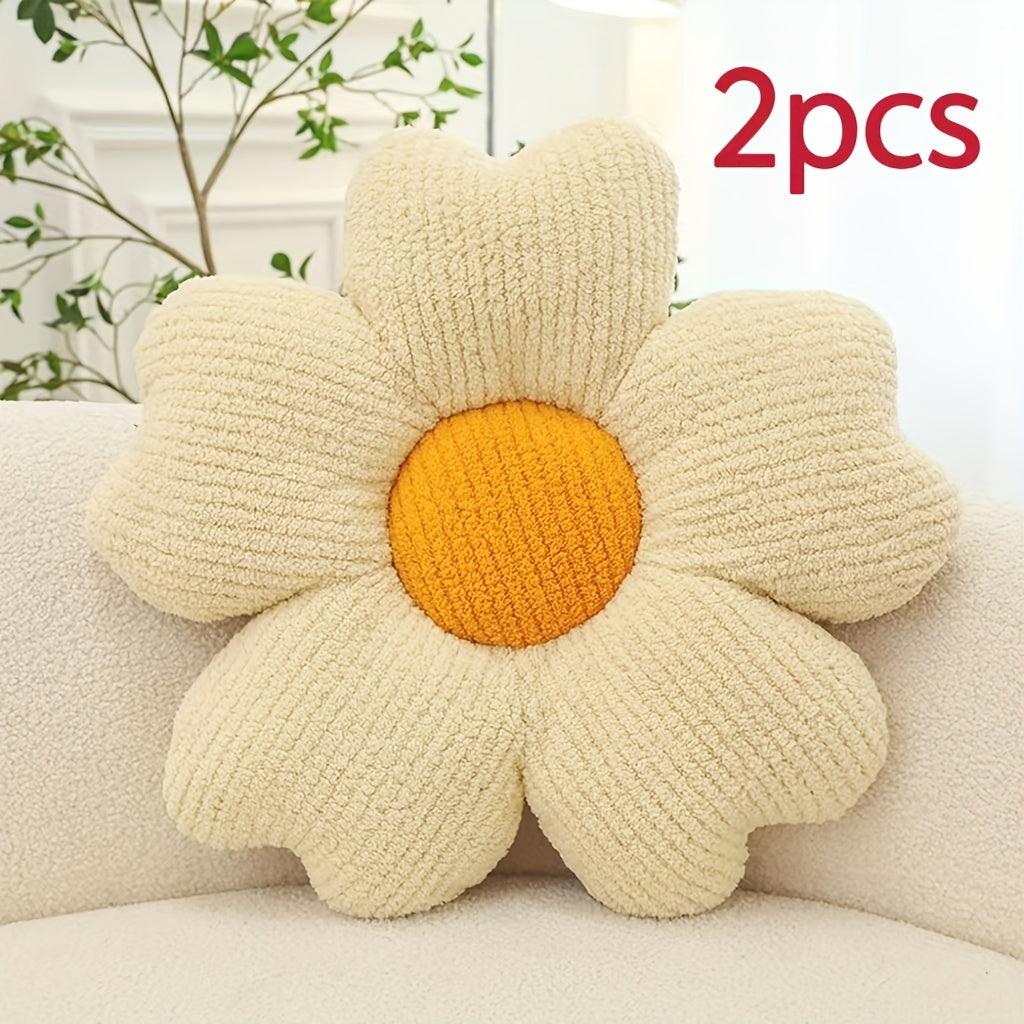 2pcs Flower Pillow, Cute Daisy Pillow Flower Shaped Throw Pillow Cushion Seating Cushion Flower PlushThrow Pillow Floor Pillows Home Decorative Pillows, Suitable for Bedroom Bedding, Home Decoration, Sofa Decoration And Other Multiple Scenarios