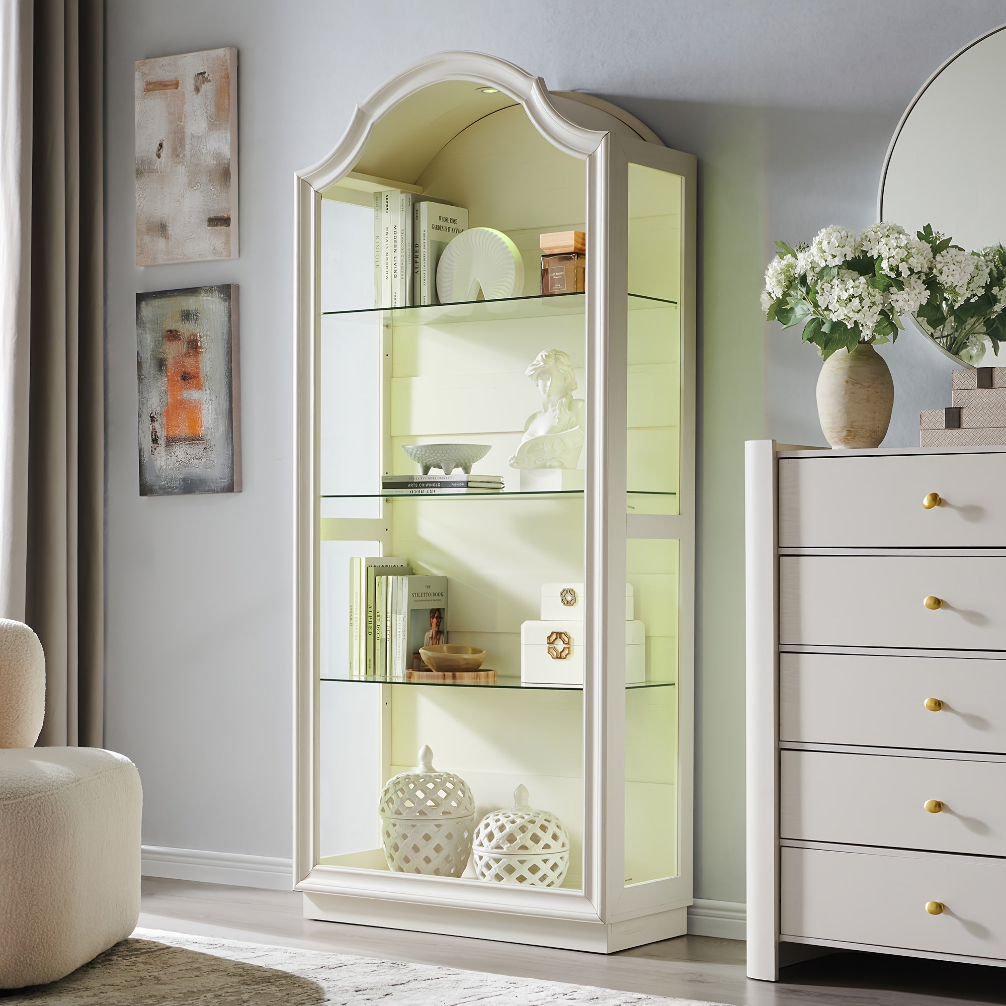 Modern Geometric Bookshelf Modern Geometric 75.9-Inch Tall Slanted Arch Bookshelf | Adjustable Shelves, Triangular Top Wooden Bookcase with Open Display Shelf - Suitable for Living Room