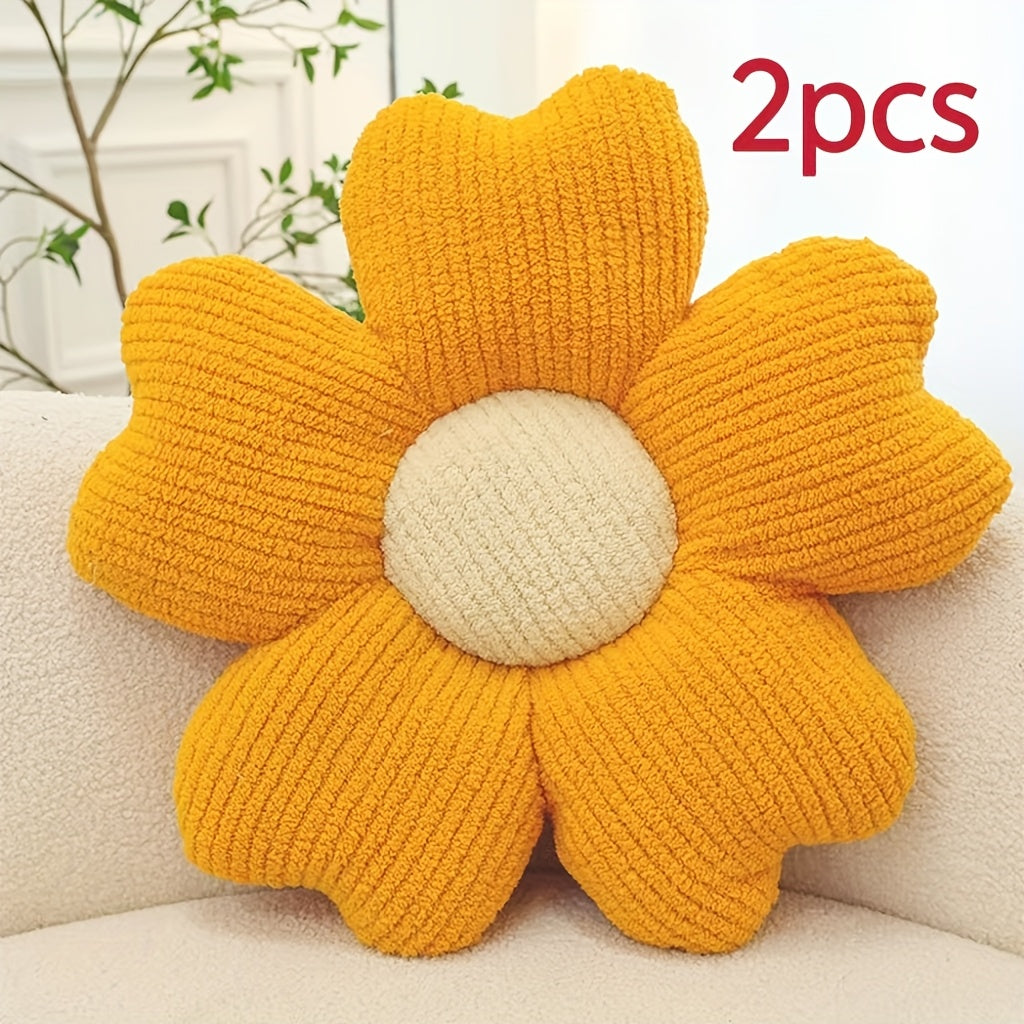 2pcs Flower Pillow, Cute Daisy Pillow Flower Shaped Throw Pillow Cushion Seating Cushion Flower PlushThrow Pillow Floor Pillows Home Decorative Pillows, Suitable for Bedroom Bedding, Home Decoration, Sofa Decoration And Other Multiple Scenarios