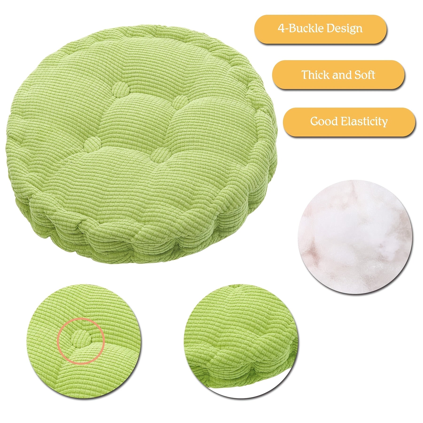 Set Of 2 Soft And Thick Tatami Seat Cushions (1pc Round + 1pc Square) - Corduroy Chair Cushions For Office, Bedroom And Dining Chairs - Round And Square Home Decor Cushions