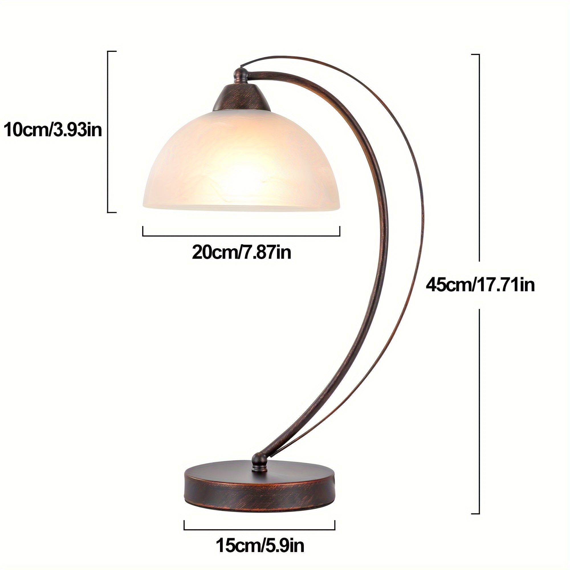 1pc Retro Swan-Neck Desk Lamp 1-light E26 Light Bulb Base (Bulb Not Included) Dimmable With White Frosted Glass Lampshade Assemble Table Lamp For Bedroom Living Room Study Home Lighting & Decor