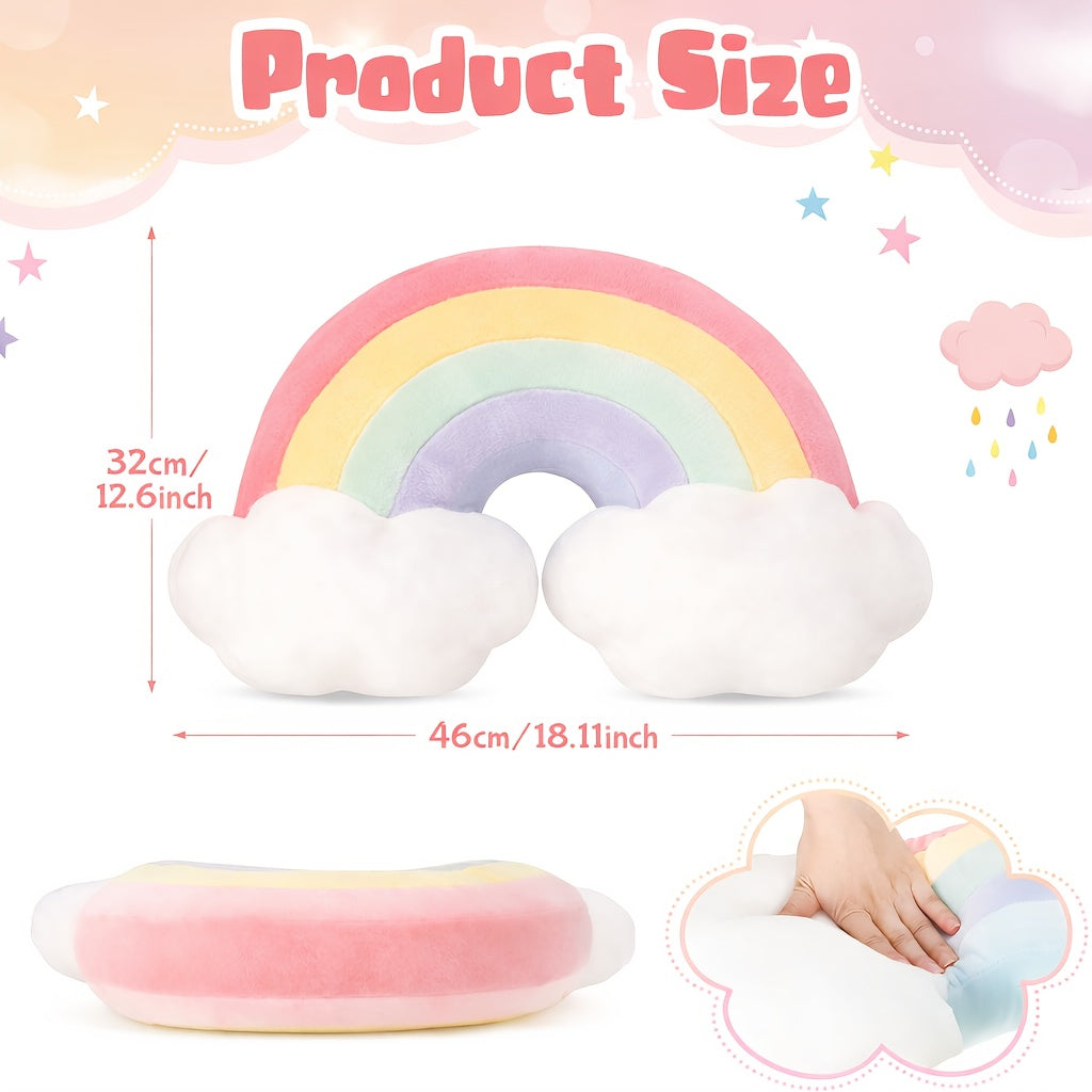 Adorable Pastel Rainbow Plush Throw Pillow, Cloud-Like Soft Cushion, Aesthetic Room Decor, Perfect Gift for Girlfriend Or Best Friend, Comfortable Filling for Bedroom Sofa