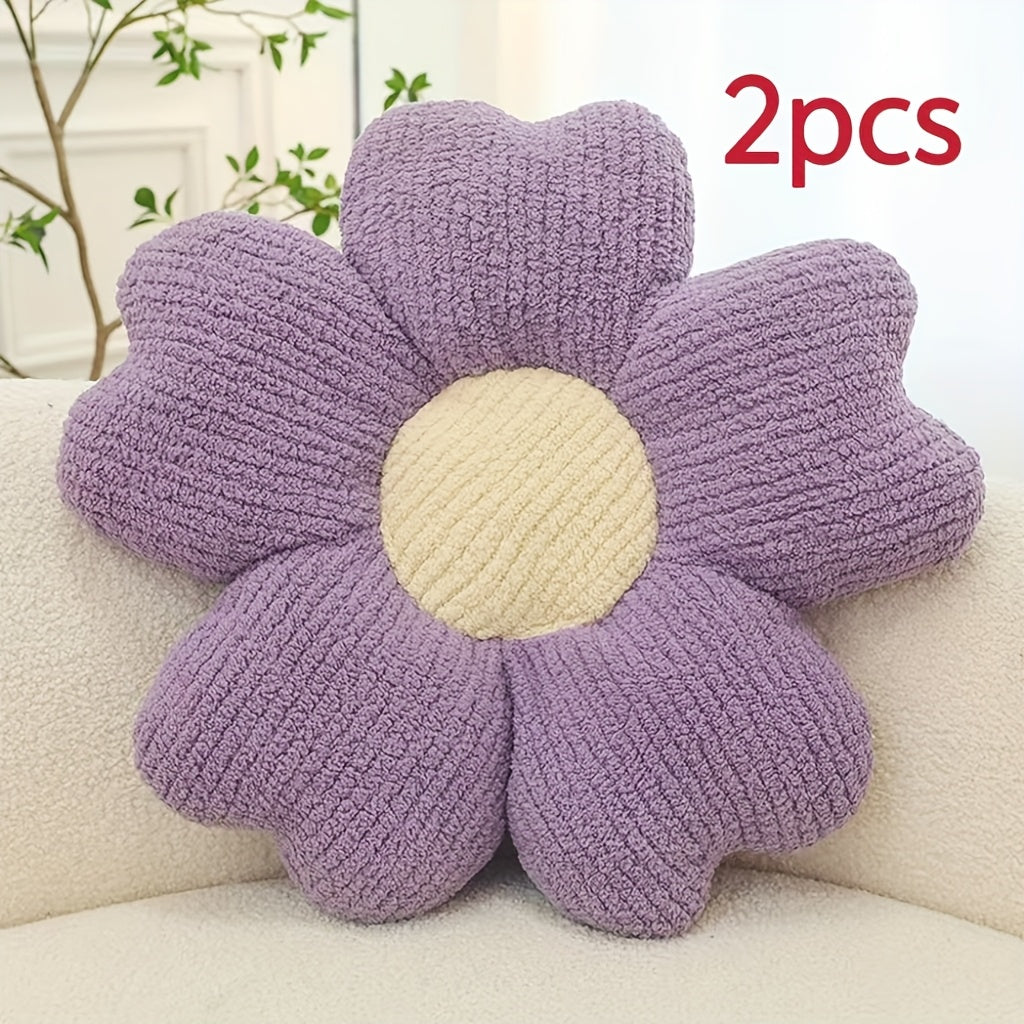 2pcs Flower Pillow, Cute Daisy Pillow Flower Shaped Throw Pillow Cushion Seating Cushion Flower PlushThrow Pillow Floor Pillows Home Decorative Pillows, Suitable for Bedroom Bedding, Home Decoration, Sofa Decoration And Other Multiple Scenarios