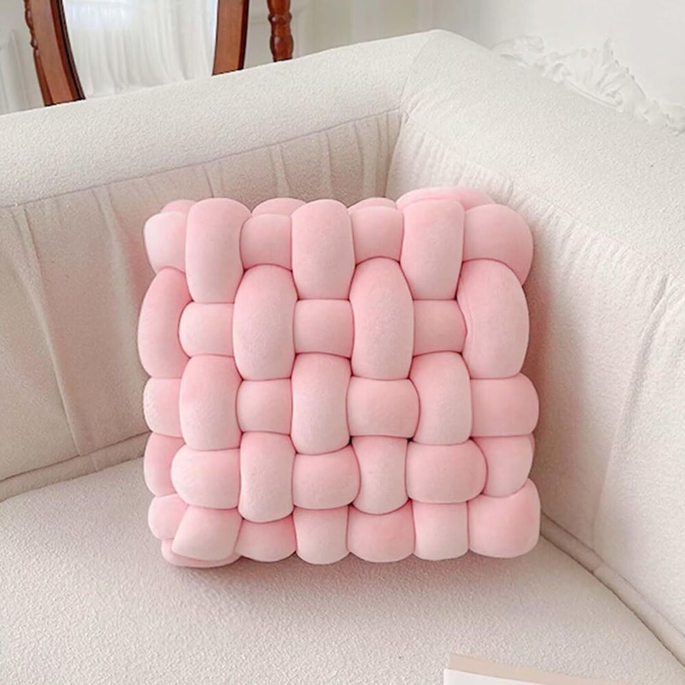2 Pcs Knot Pillow Soft Throw Pillow Home Decoration Cushion Square Office Knotted Plush Throw Cushion for Living Room Bedroom Sofa Couch Living Room Decor, 12'' X 12''