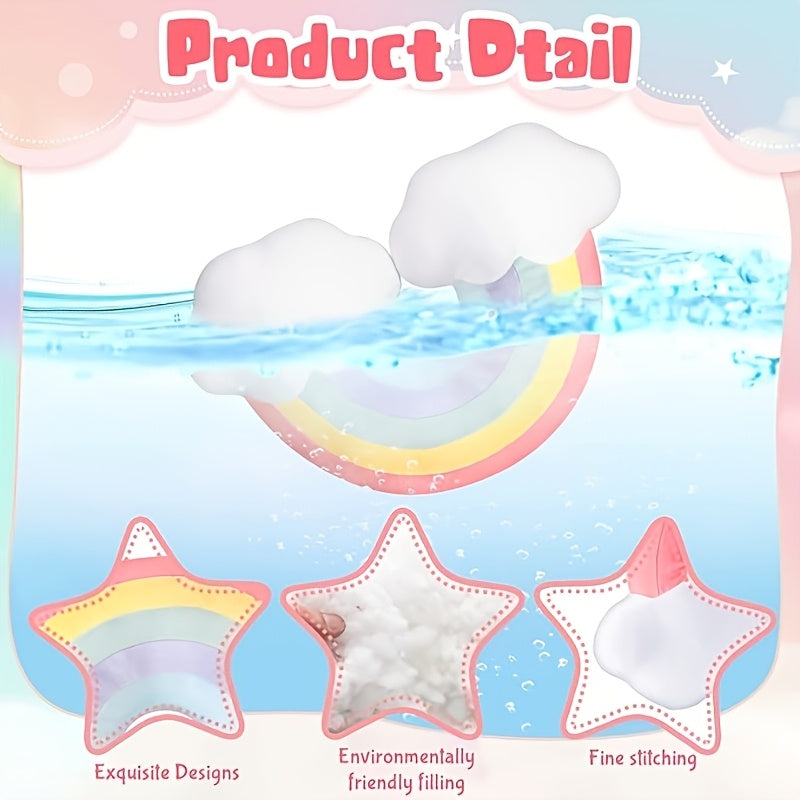 Adorable Pastel Rainbow Plush Throw Pillow, Cloud-Like Soft Cushion, Aesthetic Room Decor, Perfect Gift for Girlfriend Or Best Friend, Comfortable Filling for Bedroom Sofa