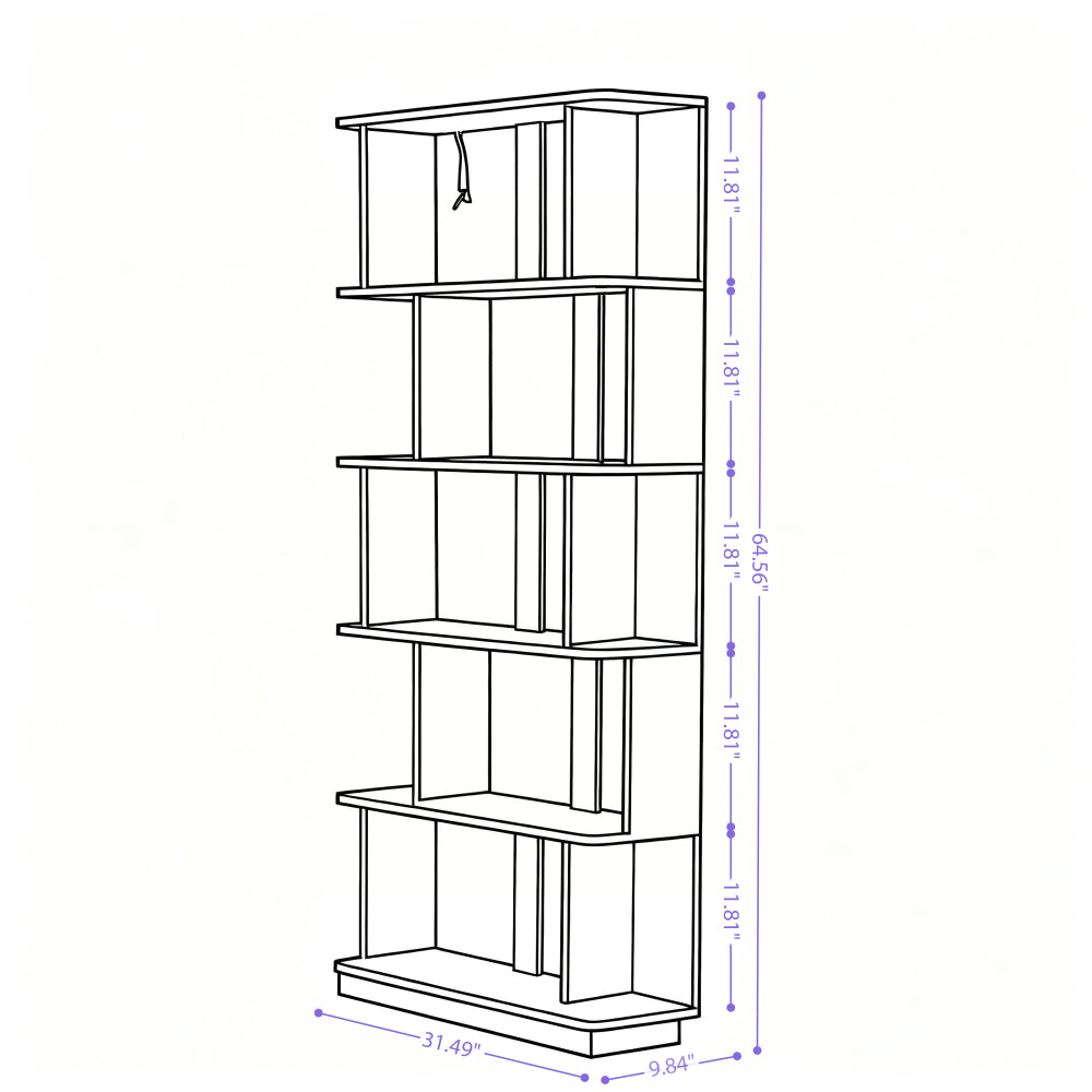 5-Tier Open Storage Bookcase, Irregular Display Shelving for Living Room Home Office Bedroom Decor Organizer, Media Storage Shelves