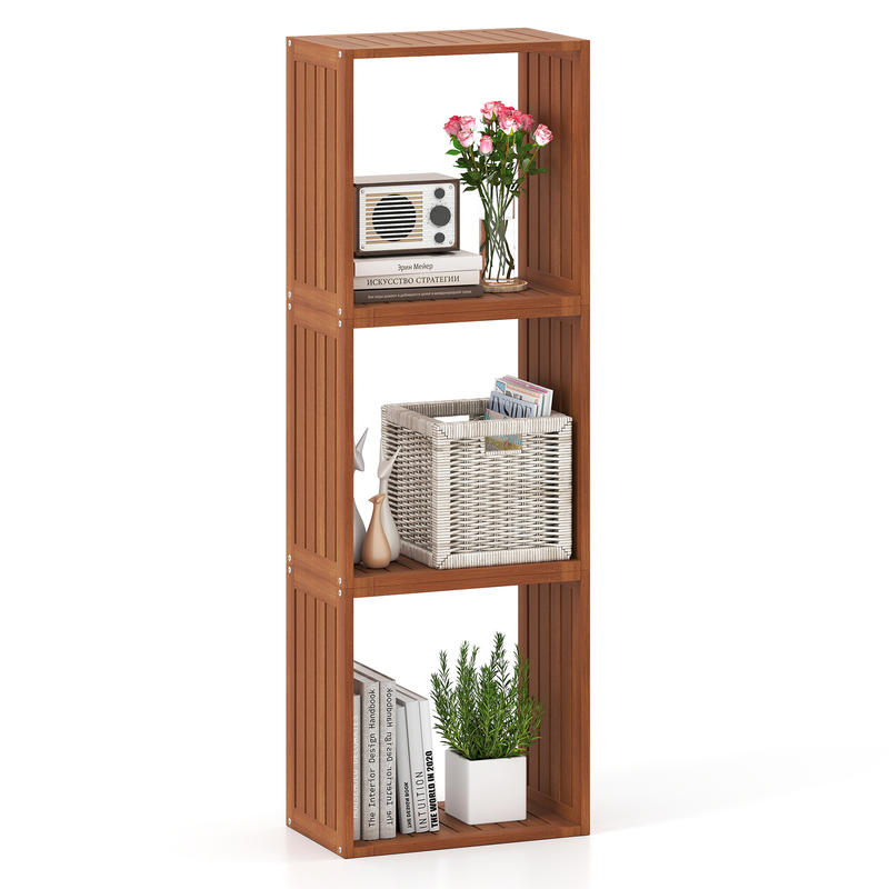3 Cube Bookcases Solid Wood Stacking Storage Organizers with Open Slatted Design for Home Office Living Room Bedroom