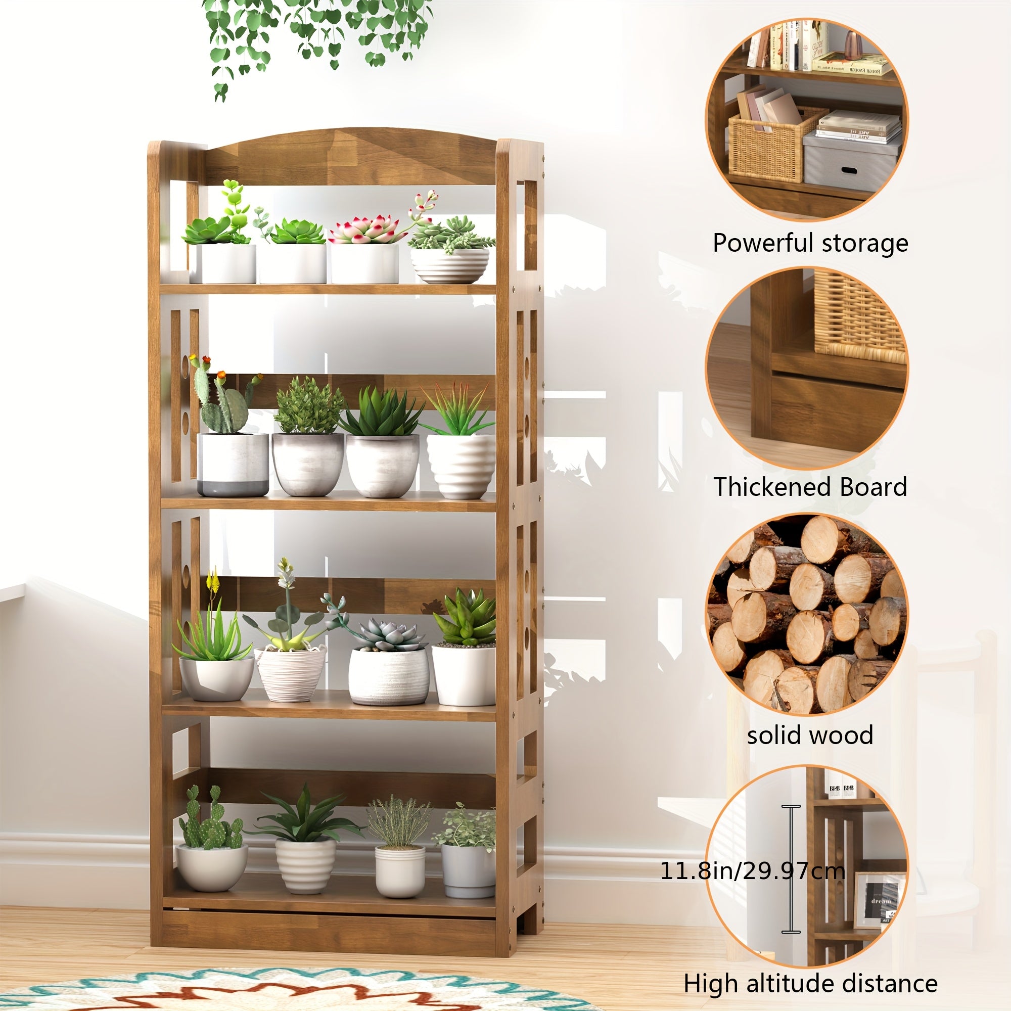 4-Tier Solid Wood Modern Freestanding Bookcase with Walnut Finish - Large Open Display Shelf with Lower Storage Cabinet, Sturdy A-Frame Construction for Home Office & Study Room, Easy Assembly, Space-Saving Design, 49\